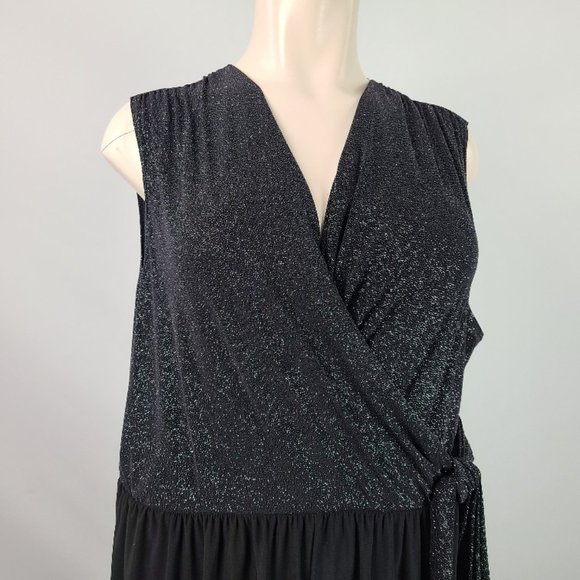 Tiana B Black Silver Metallic Cross Over Jumpsuit - Picture 3 of 16